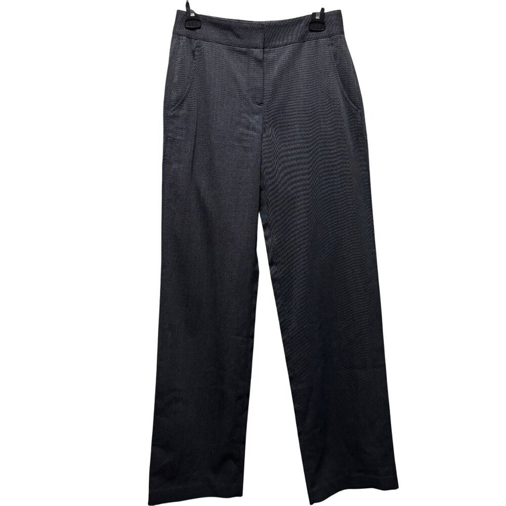 Theory Womens Wool Blend  Wide Leg Charcoal Dress Pants Size 4